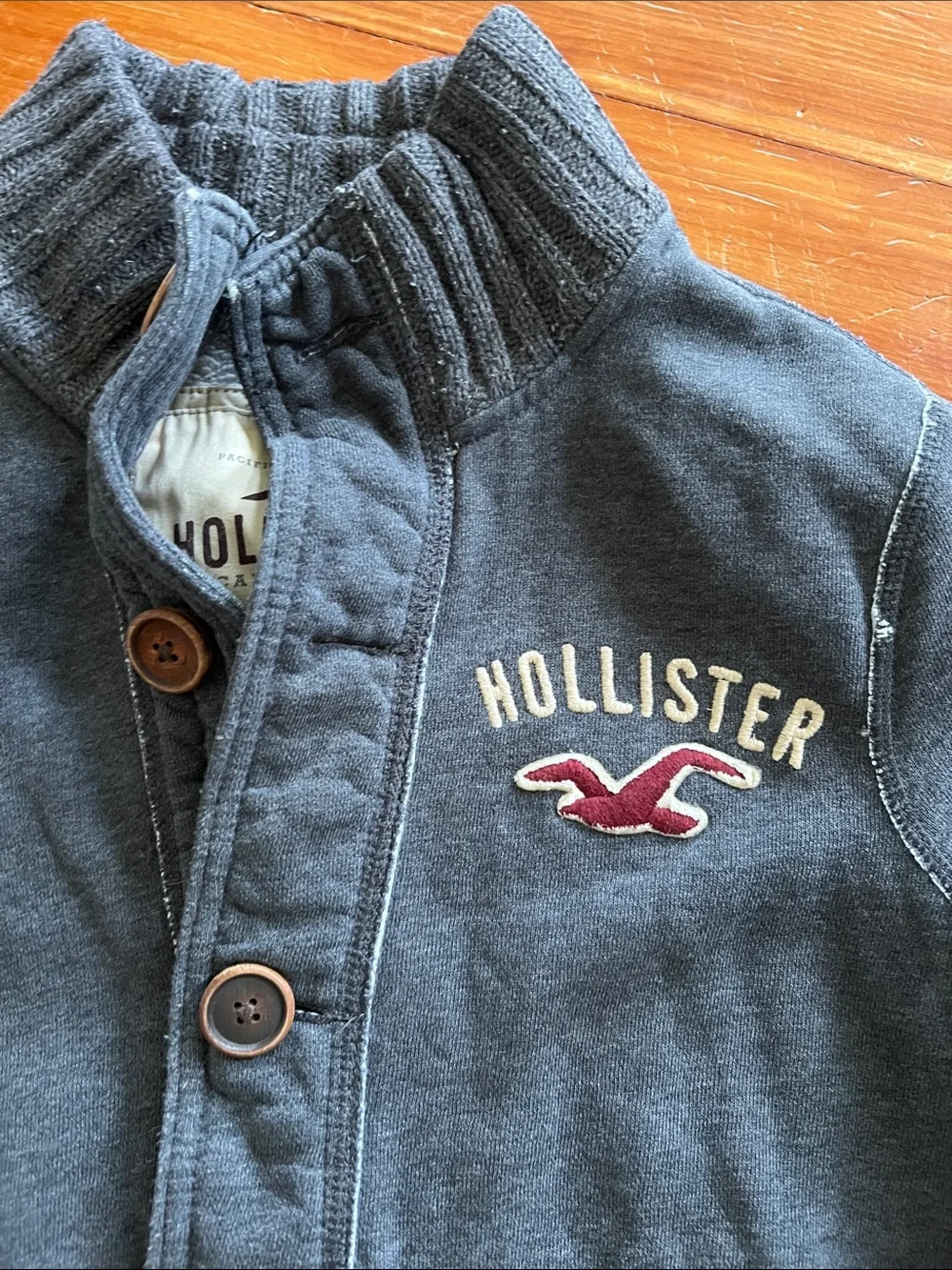 Y2K Hollister Navy Button-Up Knit Jacket